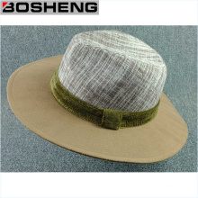 Warm Braun Wolle Gitter Dome Wide Brim Hat